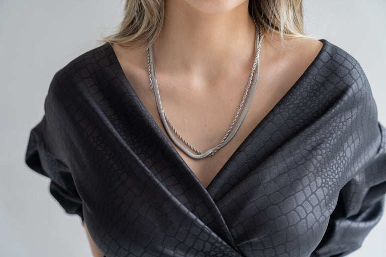Flat Snake Necklace - Stainless Steel