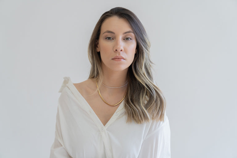 Flat Snake Necklace - 18K Gold Plated. 