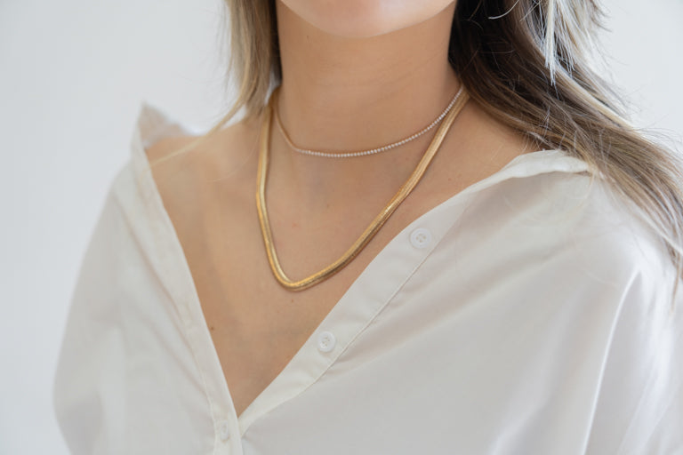 Flat Snake Necklace - 18K Gold Plated. 