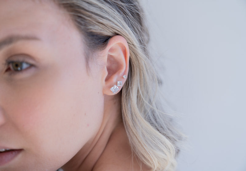 Square shaped zirconia - 925 Starling Silver.